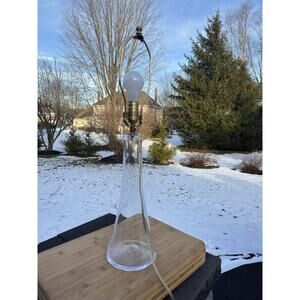 Rare Simon Pearce MCM Crystal Vase Table Lamp Handblown Glass 27”